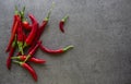 Red peppers on a table. Close up photo. Royalty Free Stock Photo